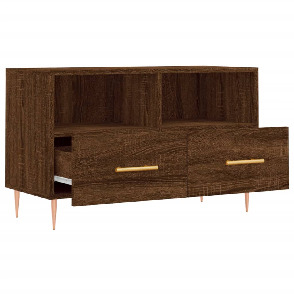 TV Cabinet Brown Oak 80x36x50 cm Engineered Wood