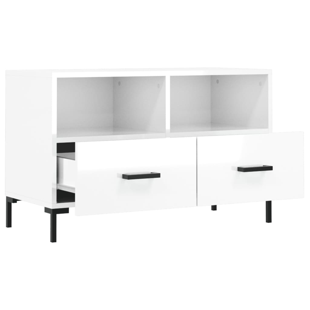 TV Cabinet High Gloss White 80x36x50 cm Engineered Wood