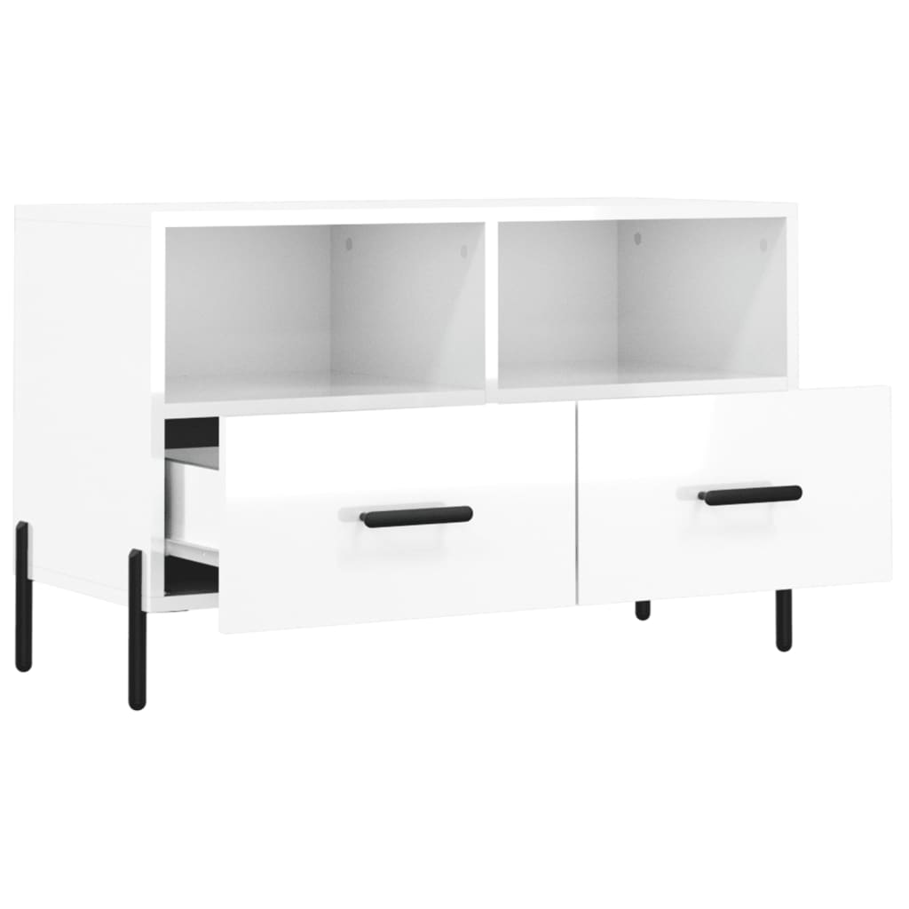 TV Cabinet High Gloss White 80x36x50 cm Engineered Wood