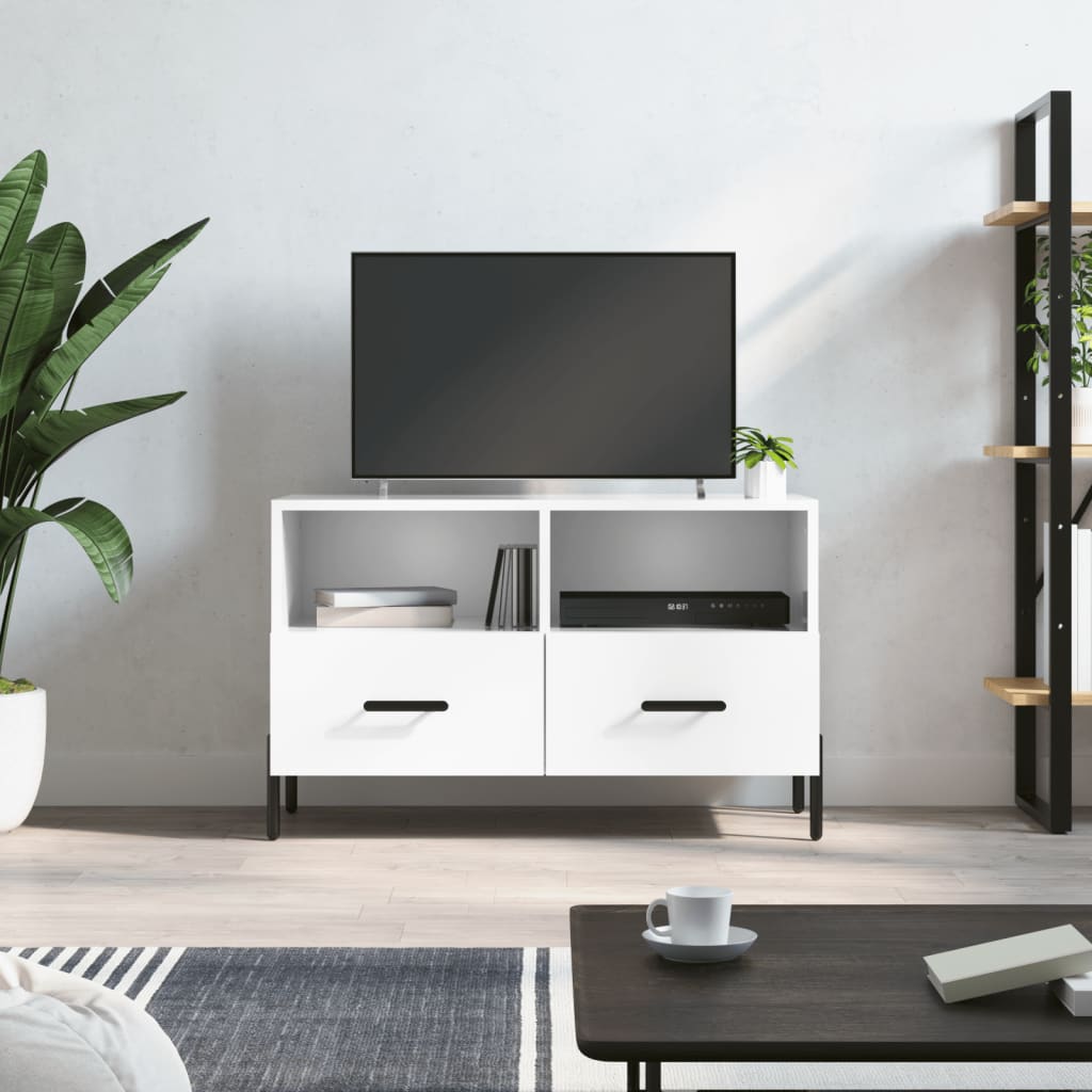 TV Cabinet High Gloss White 80x36x50 cm Engineered Wood