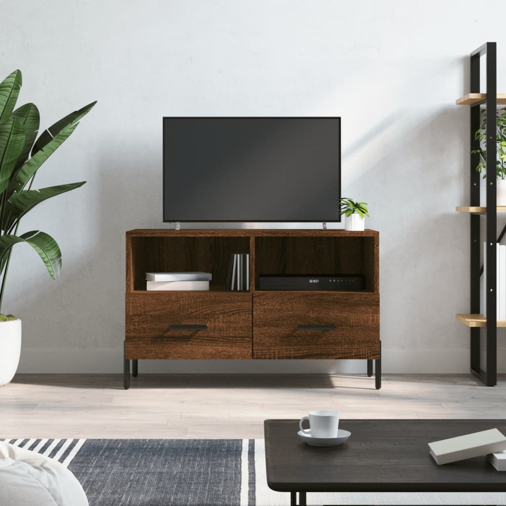 TV Cabinet Brown Oak 80x36x50 cm Engineered Wood