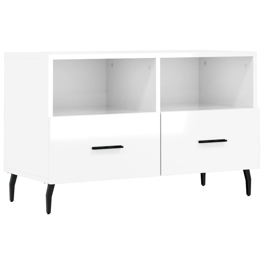 TV Cabinet High Gloss White 80x36x50 cm Engineered Wood