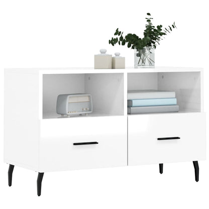 TV Cabinet High Gloss White 80x36x50 cm Engineered Wood