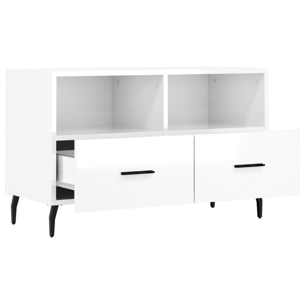 TV Cabinet High Gloss White 80x36x50 cm Engineered Wood