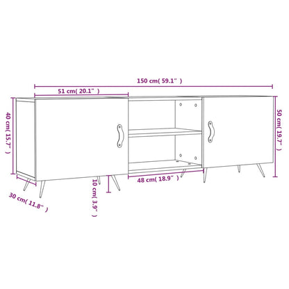 TV Cabinet White 150x30x50 cm Engineered Wood