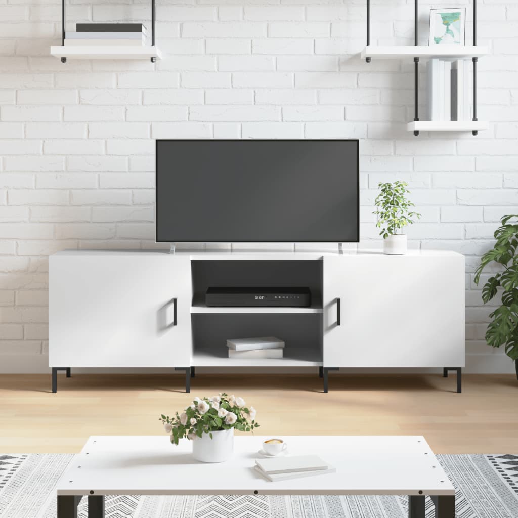 TV Cabinet High Gloss White 150x30x50 cm Engineered Wood