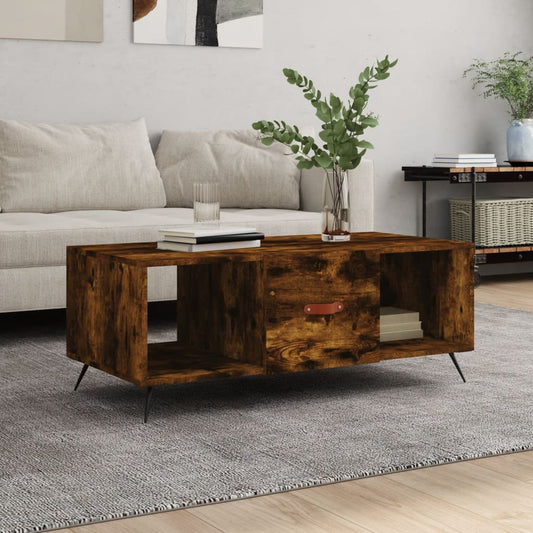 Coffee Table Smoked Oak 102x50x40 cm Engineered Wood