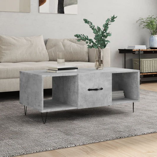 Coffee Table Concrete Grey 102x50x40 cm Engineered Wood