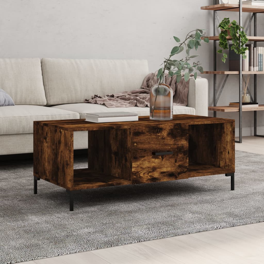 Coffee Table Smoked Oak 102x50x40 cm Engineered Wood