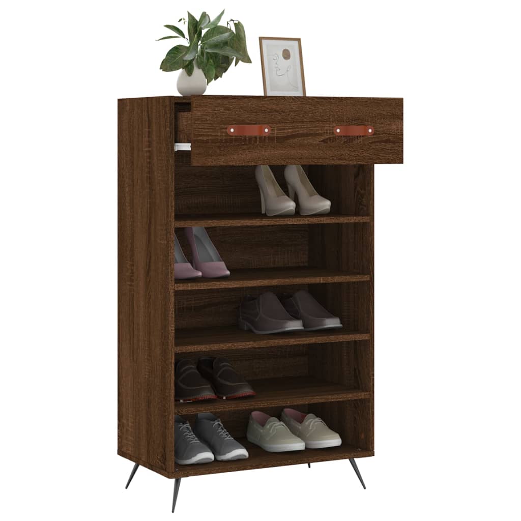 Shoe Cabinet Brown Oak 60x35x105 cm Engineered Wood