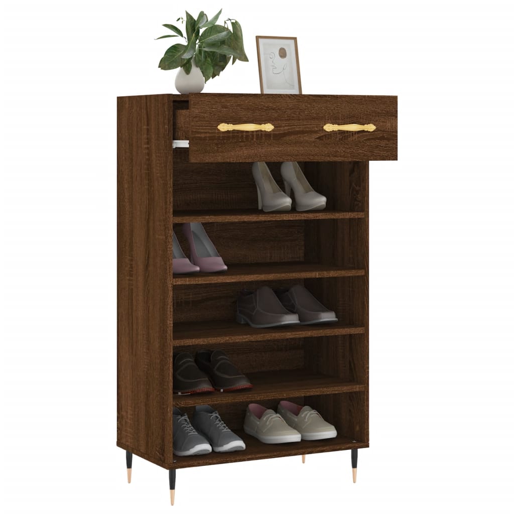 Shoe Cabinet Brown Oak 60x35x105 cm Engineered Wood