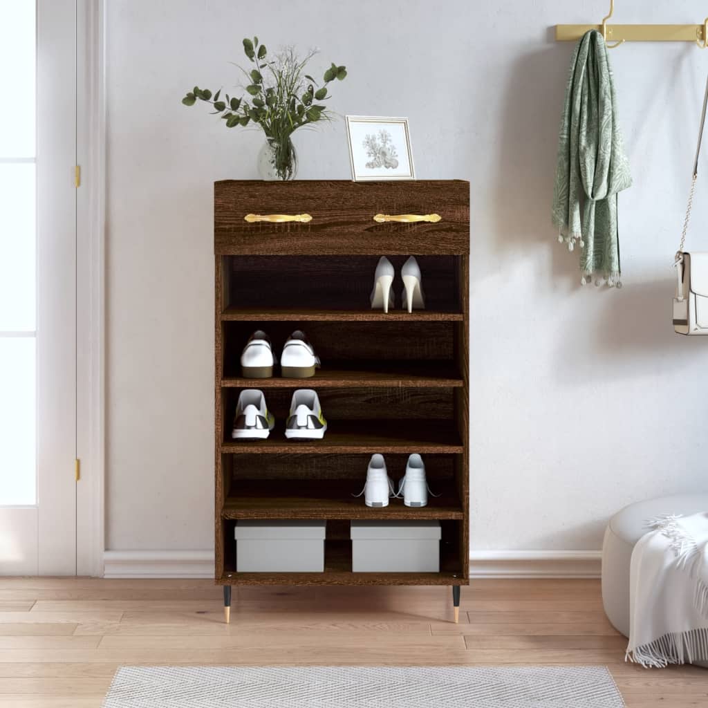 Shoe Cabinet Brown Oak 60x35x105 cm Engineered Wood