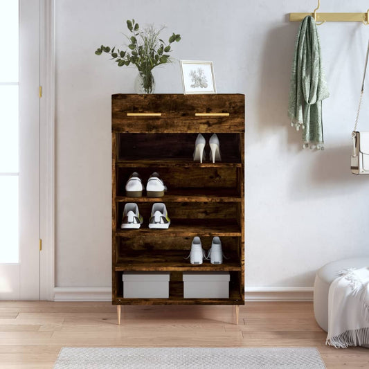 Shoe Cabinet Smoked Oak 60x35x105 cm Engineered Wood