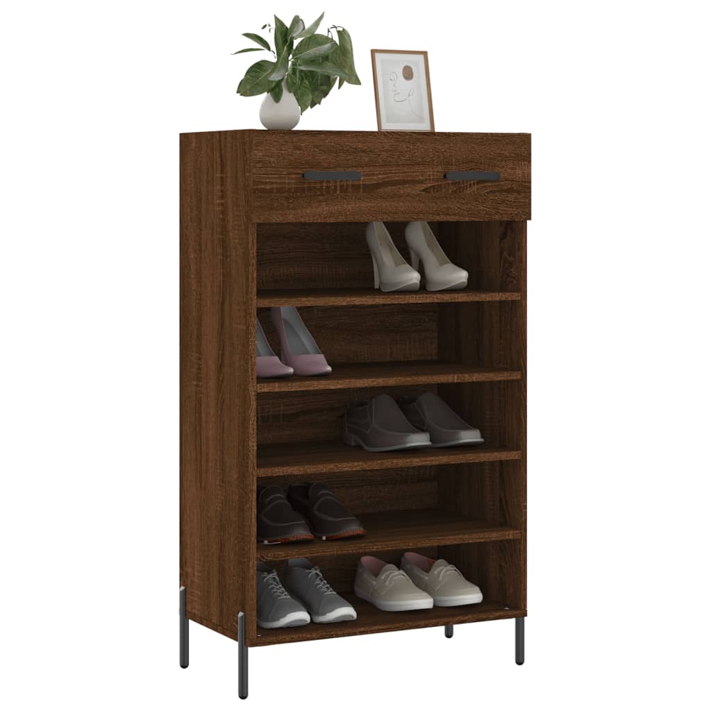 Shoe Cabinet Brown Oak 60x35x105 cm Engineered Wood