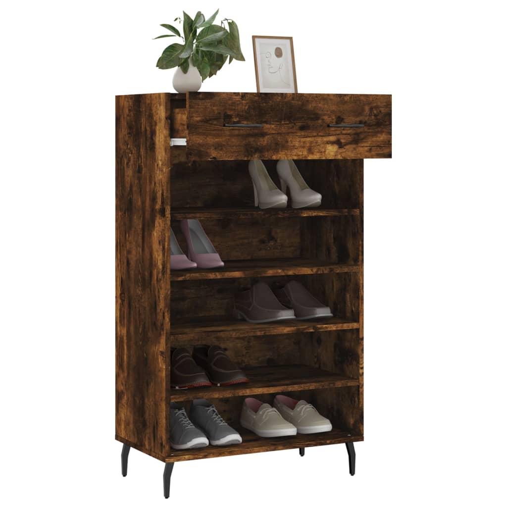 Shoe Cabinet Smoked Oak 60x35x105 cm Engineered Wood