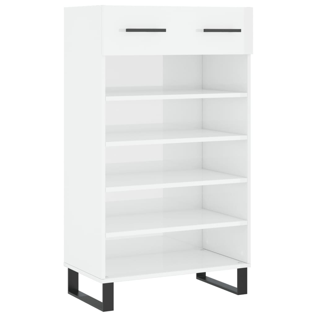 Shoe Cabinet High Gloss White 60x35x105 cm Engineered Wood