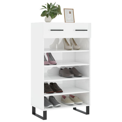 Shoe Cabinet High Gloss White 60x35x105 cm Engineered Wood