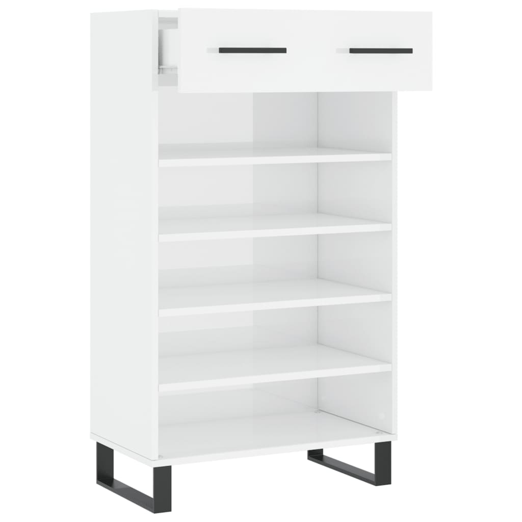 Shoe Cabinet High Gloss White 60x35x105 cm Engineered Wood