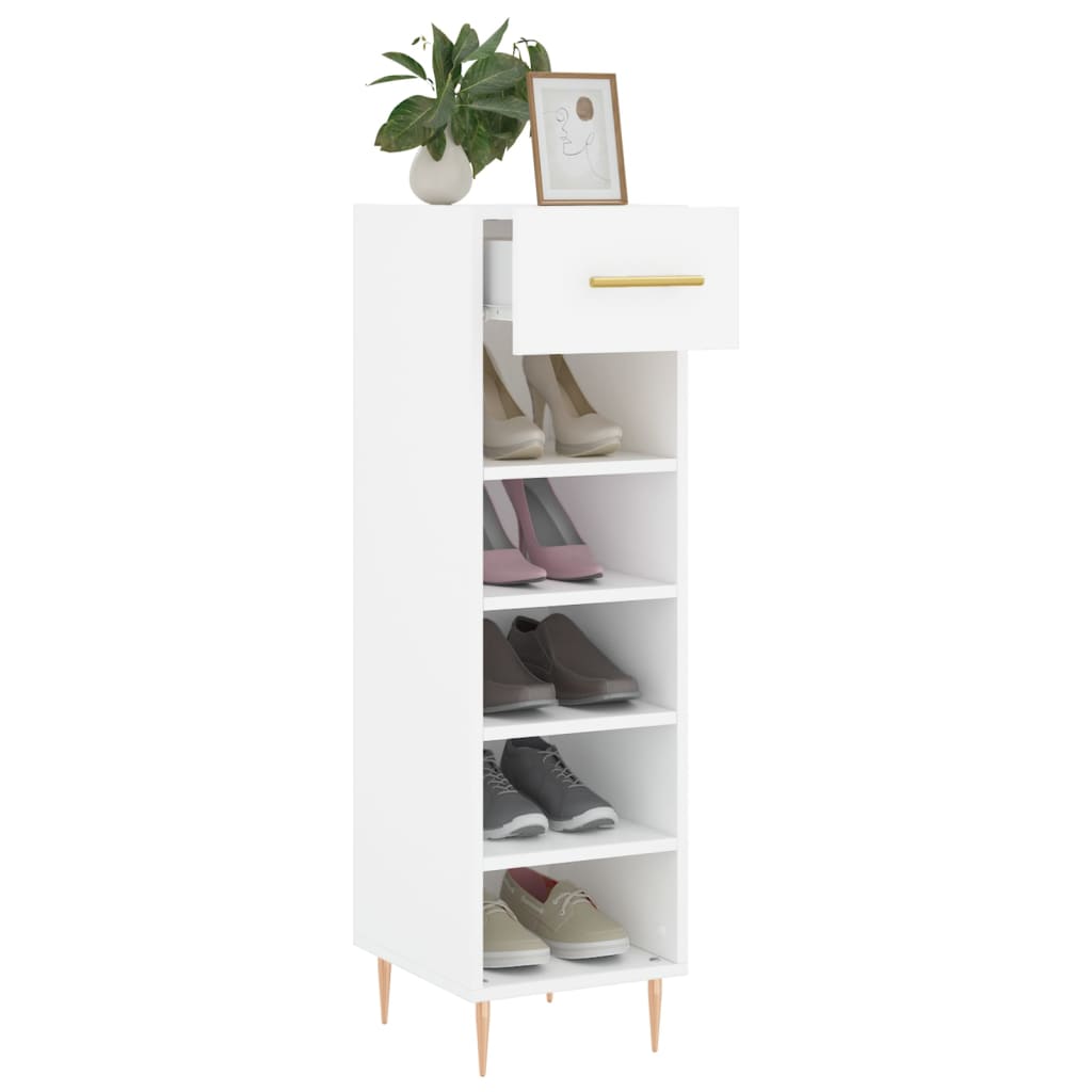 Shoe Cabinet White 30x35x105 cm Engineered Wood