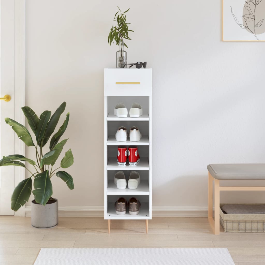 Shoe Cabinet White 30x35x105 cm Engineered Wood