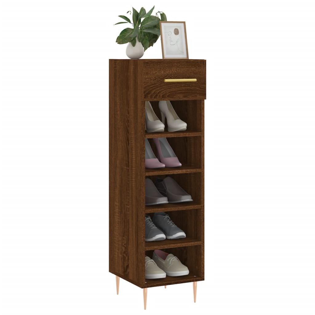 Shoe Cabinet Brown Oak 30x35x105 cm Engineered Wood