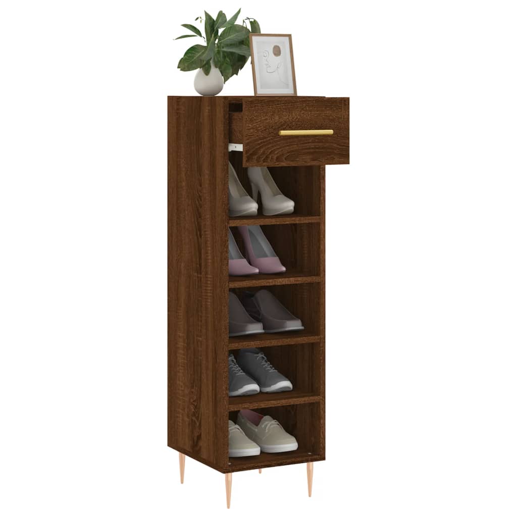 Shoe Cabinet Brown Oak 30x35x105 cm Engineered Wood