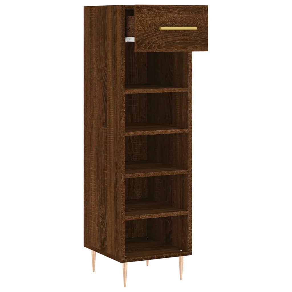 Shoe Cabinet Brown Oak 30x35x105 cm Engineered Wood