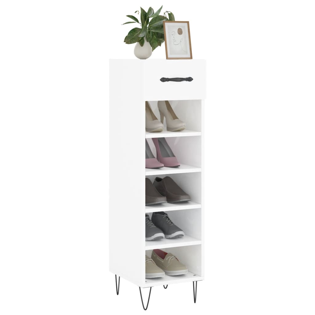 Shoe Cabinet High Gloss White 30x35x105 cm Engineered Wood