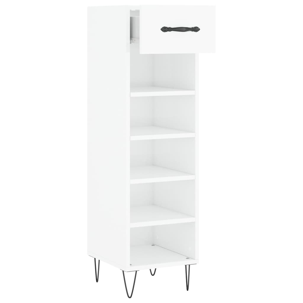 Shoe Cabinet High Gloss White 30x35x105 cm Engineered Wood