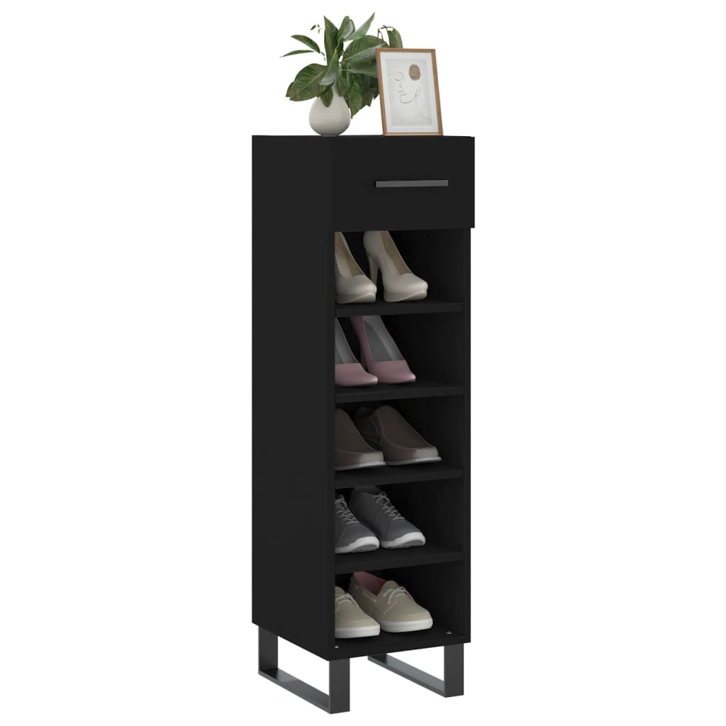 Shoe Cabinet Black 30x35x105 cm Engineered Wood