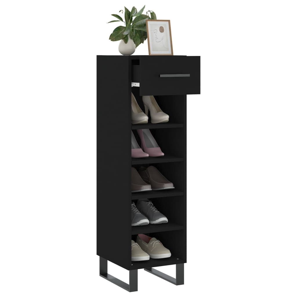 Shoe Cabinet Black 30x35x105 cm Engineered Wood