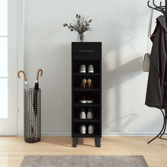 Shoe Cabinet Black 30x35x105 cm Engineered Wood