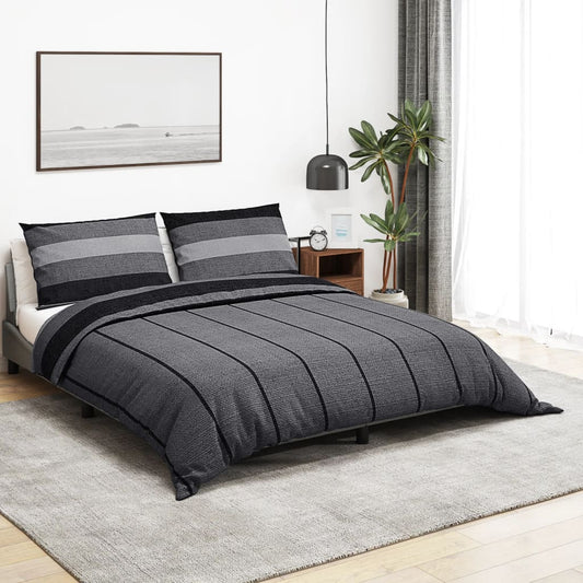 Duvet Cover Set Dark Grey 140x200 cm Cotton