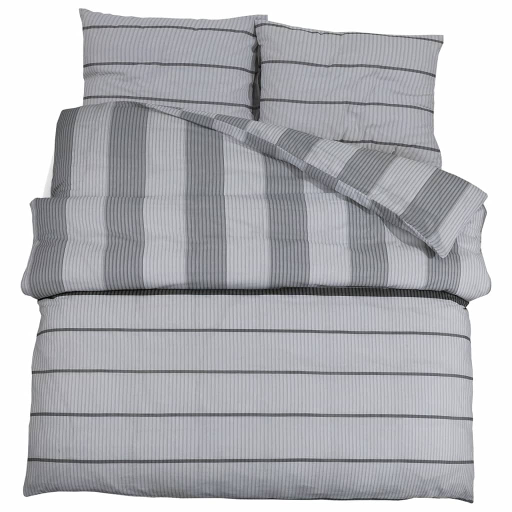 Duvet Cover Set Grey 220x240 cm Cotton