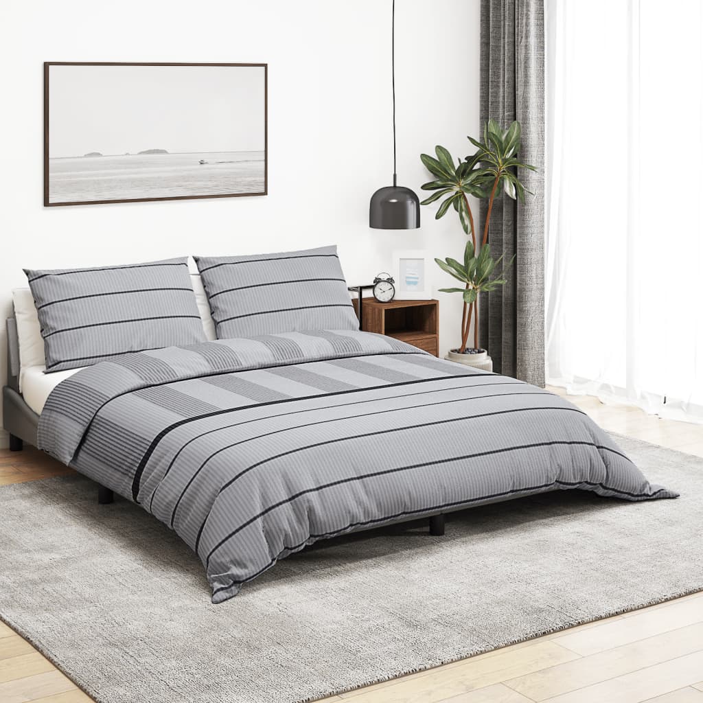 Duvet Cover Set Grey 220x240 cm Cotton