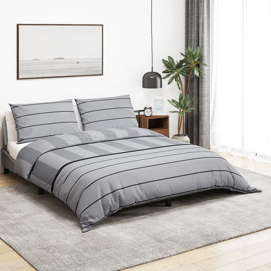 Duvet Cover Set Grey 260x240 cm Cotton