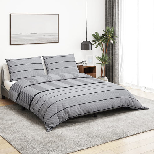 Duvet Cover Set Grey 155x220 cm Cotton