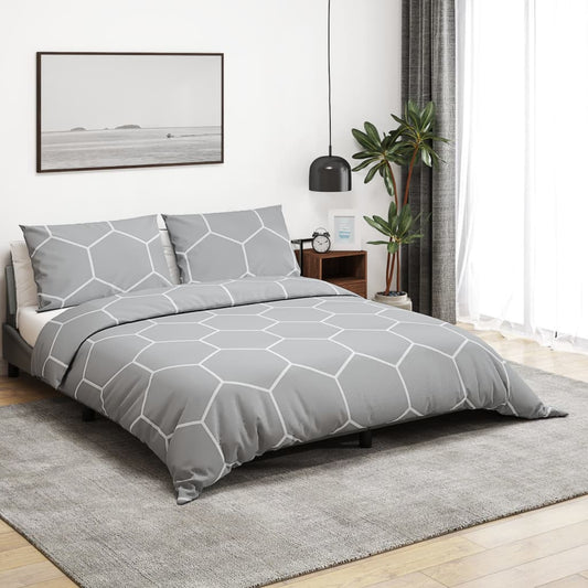 Duvet Cover Set Grey 260x240 cm Cotton