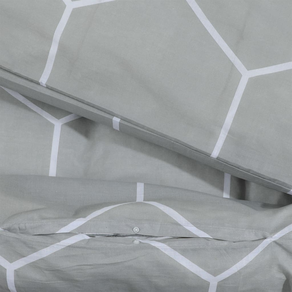 Duvet Cover Set Grey 155x220 cm Cotton