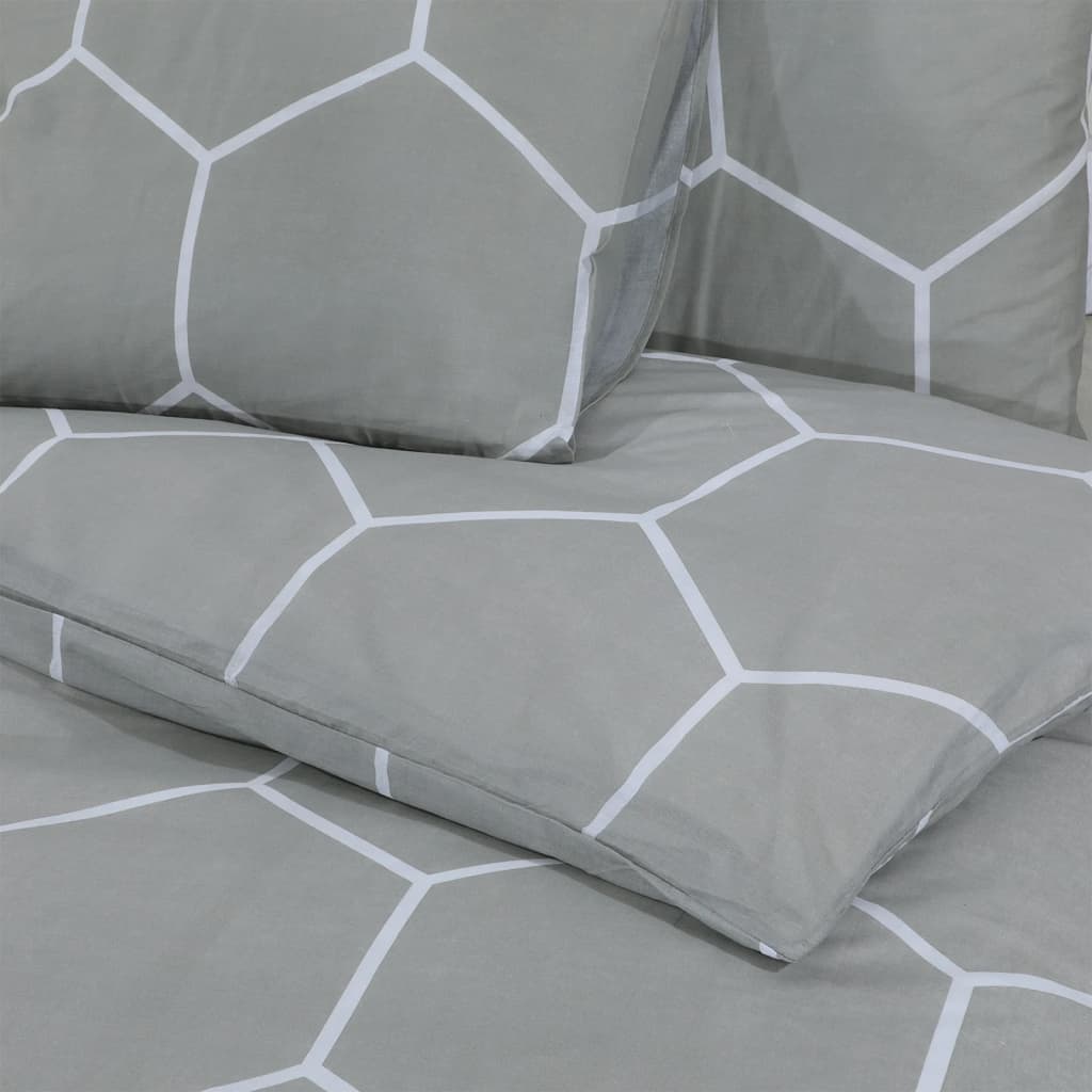 Duvet Cover Set Grey 155x220 cm Cotton