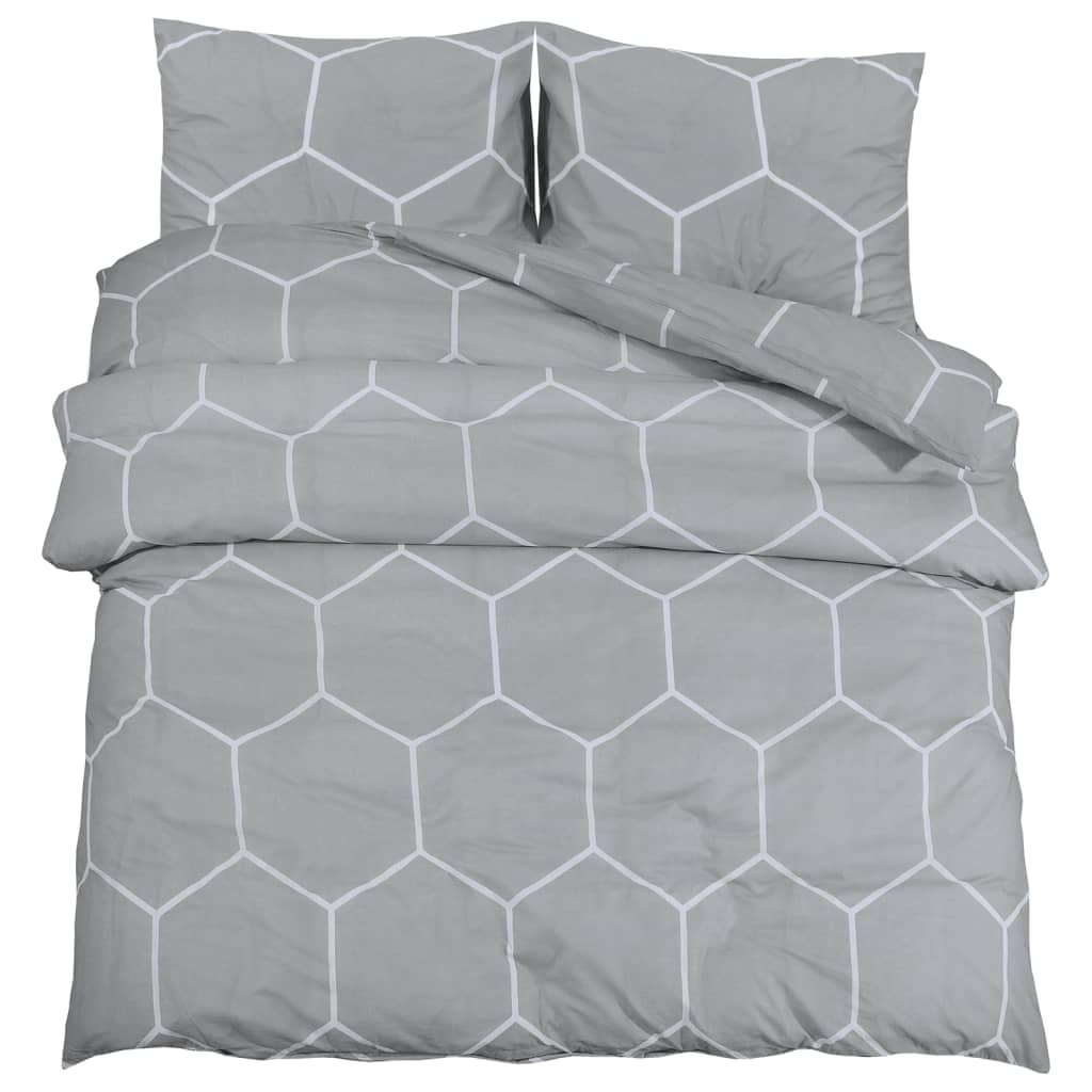 Duvet Cover Set Grey 200x200 cm Cotton