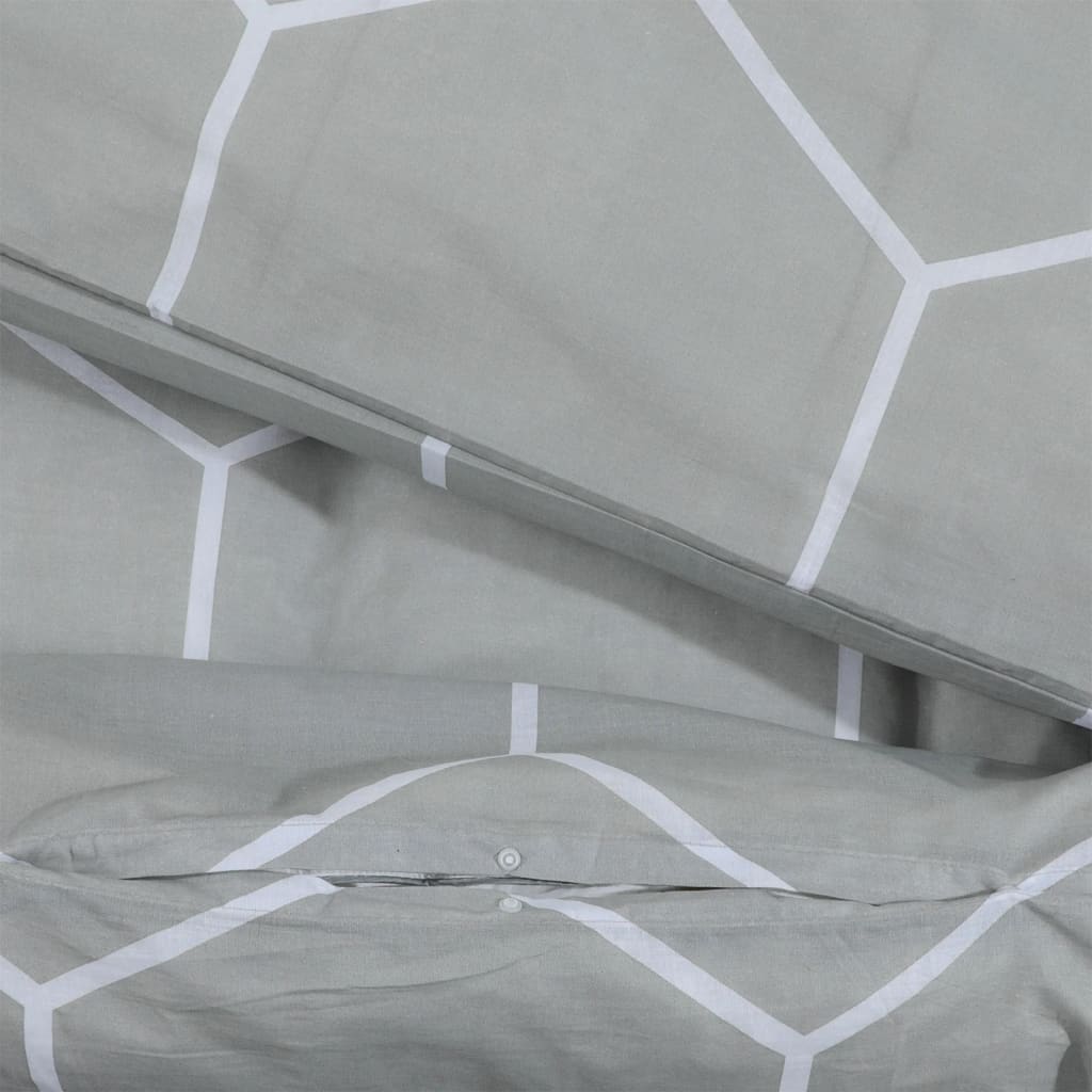 Duvet Cover Set Grey 200x220 cm Cotton