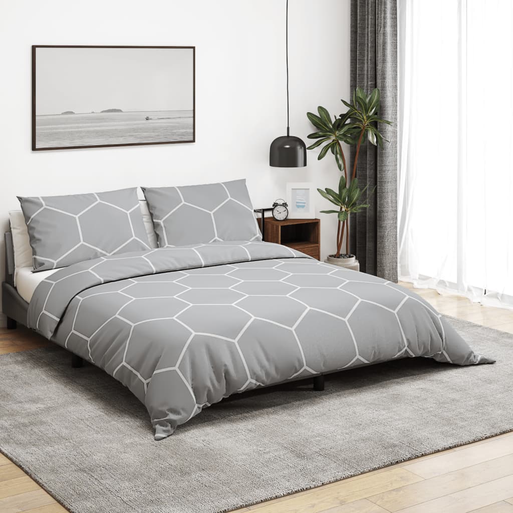 Duvet Cover Set Grey 200x220 cm Cotton