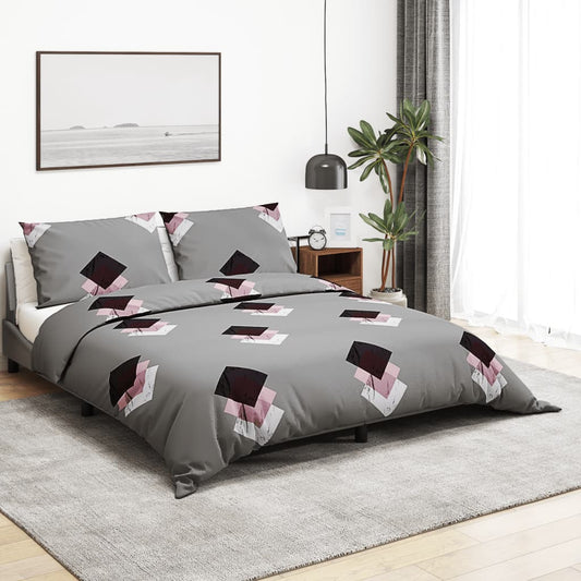 Duvet Cover Set Grey 260x240 cm Cotton