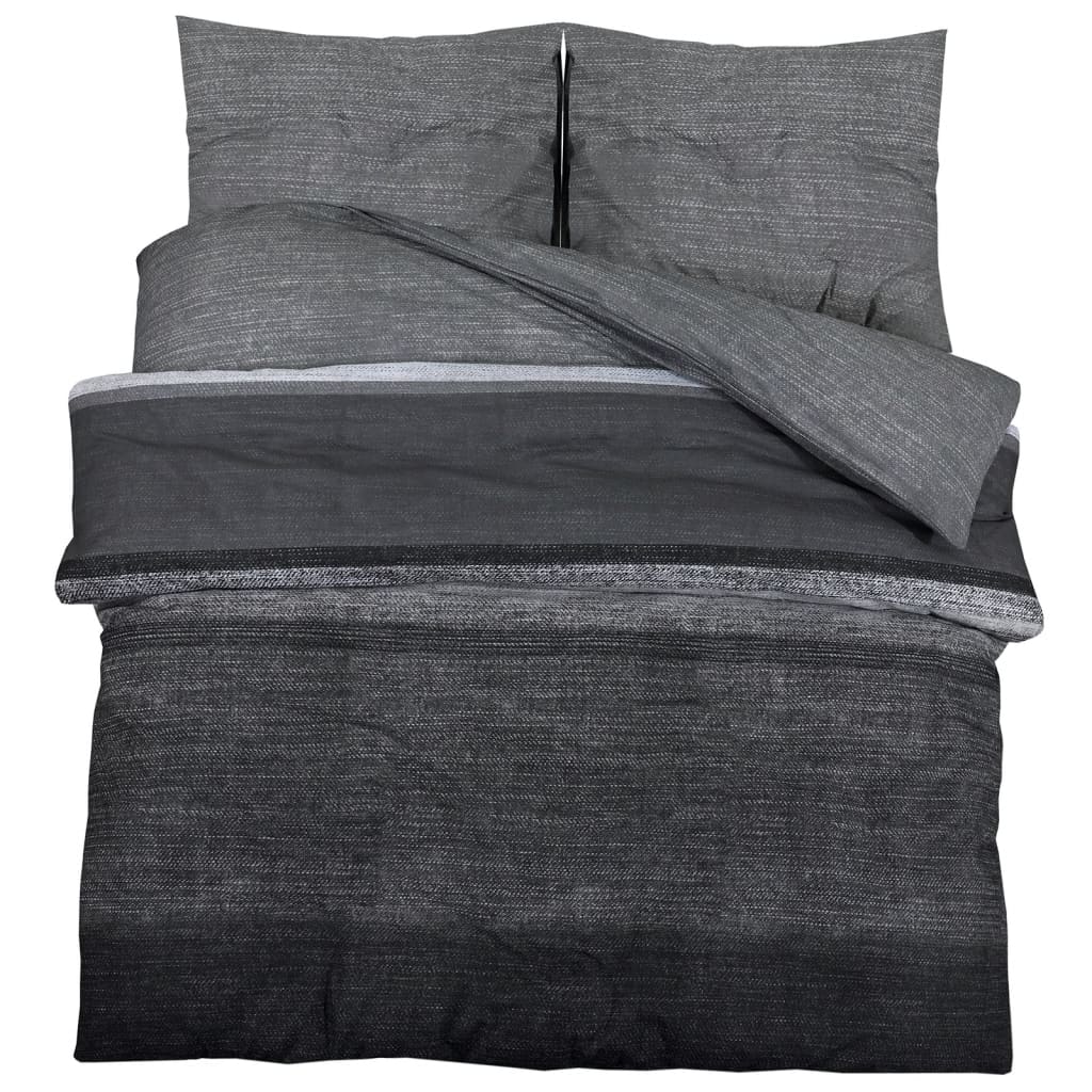 Duvet Cover Set Dark Grey 200x220 cm Cotton