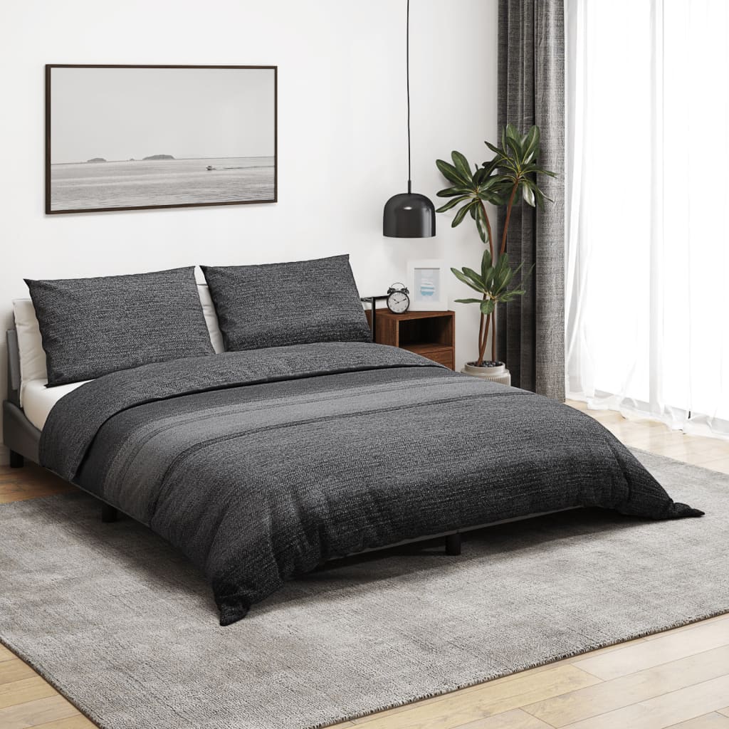 Duvet Cover Set Dark Grey 200x220 cm Cotton