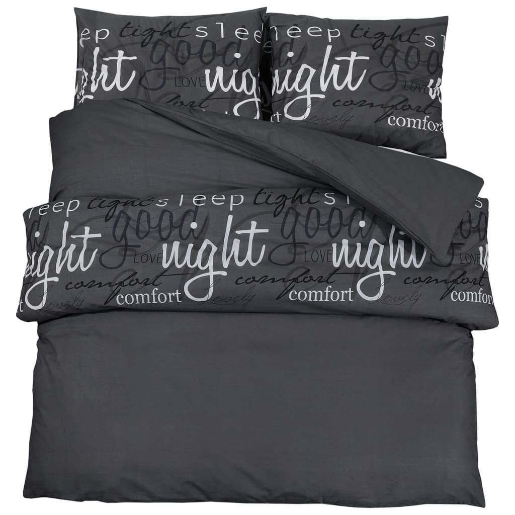 Duvet Cover Set Black 200x200 cm Cotton