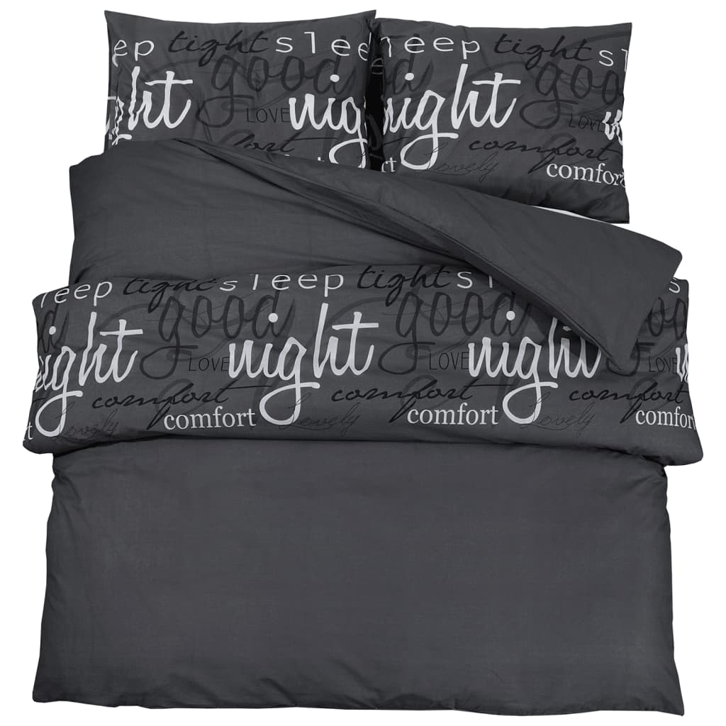 Duvet Cover Set Black 260x240 cm Cotton