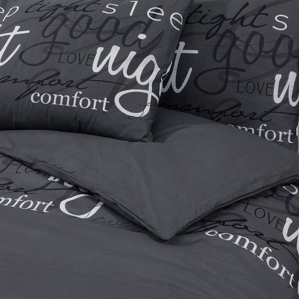 Duvet Cover Set Black 260x240 cm Cotton