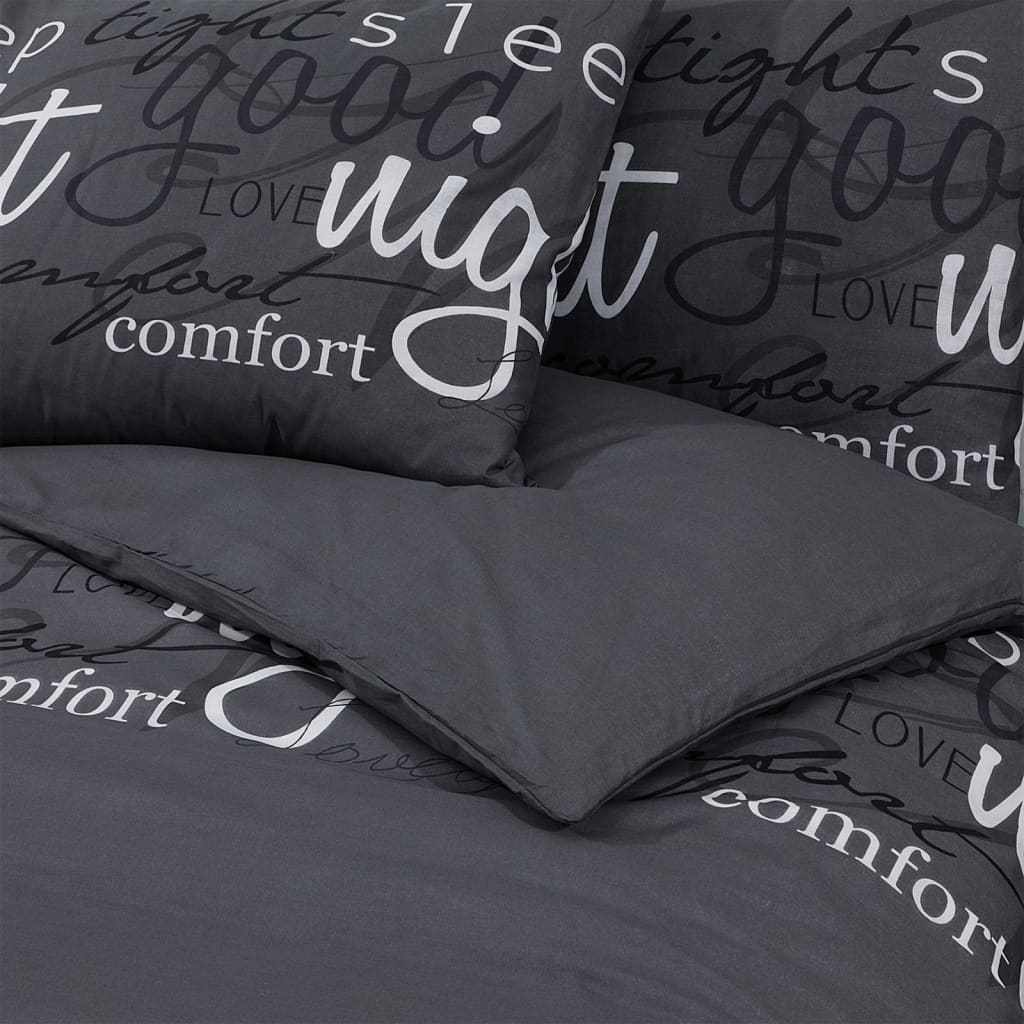 Duvet Cover Set Black 260x220 cm Cotton